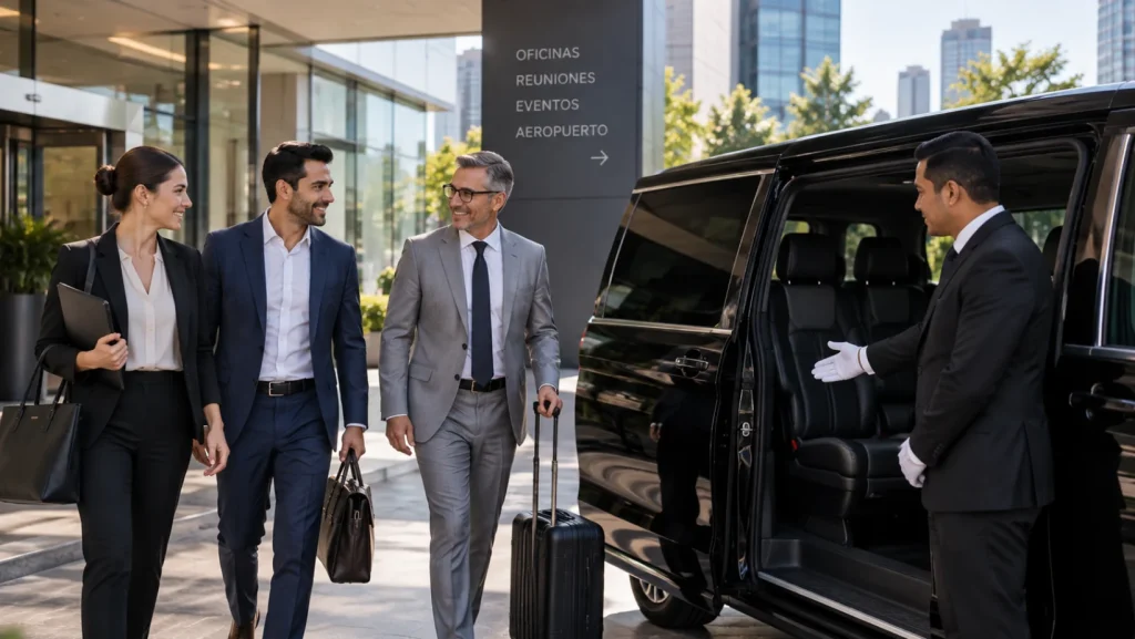 Servicio de transporte ejecutivo para empresas con vehículo privado, chofer profesional y traslado de personal corporativo.